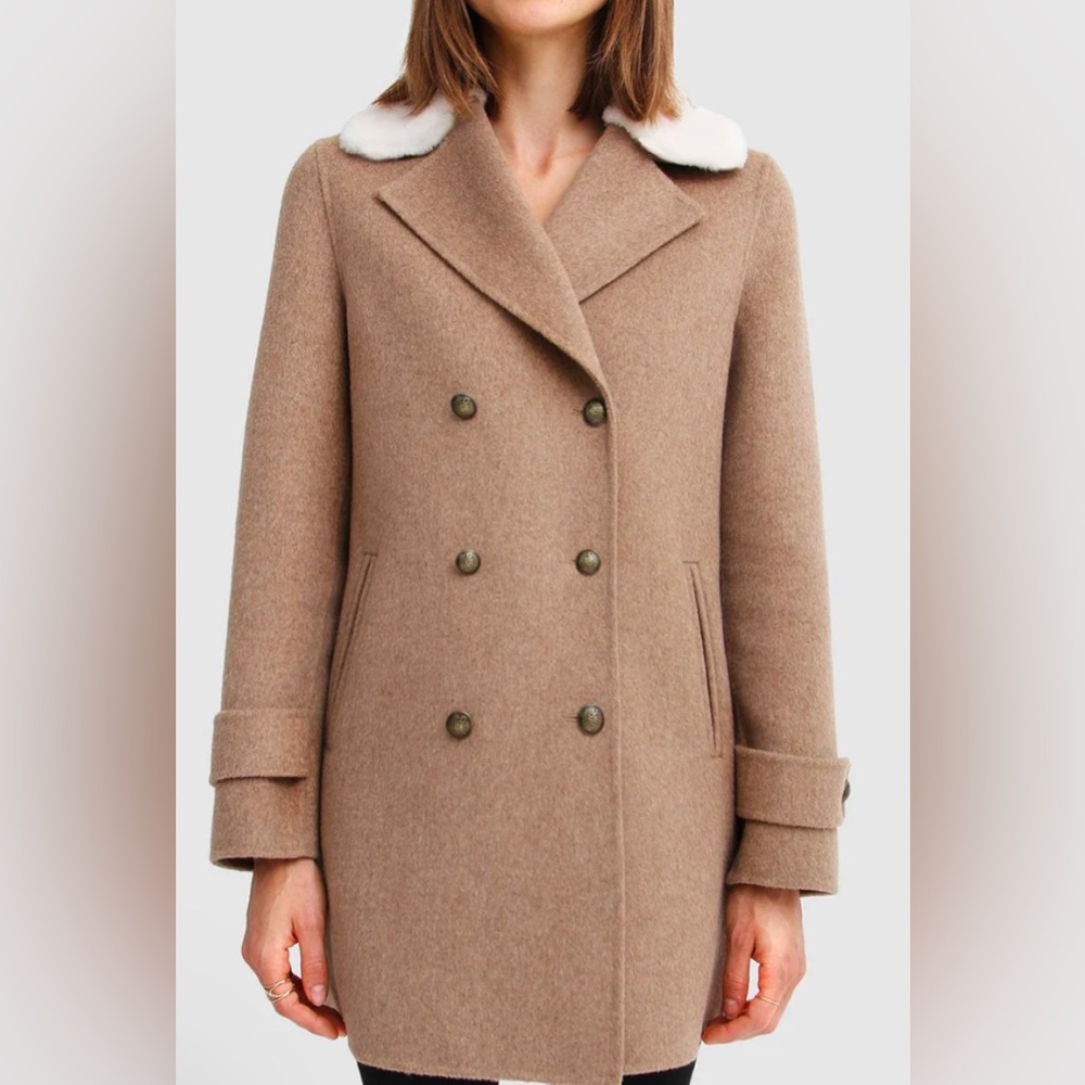 Wool blend classic jacket with detachable collar